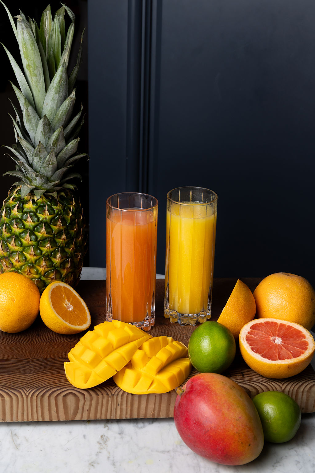 fresh juice on the breakfast menu at Boulevard Kitchen in Vancouver, BC, a top dining experience.